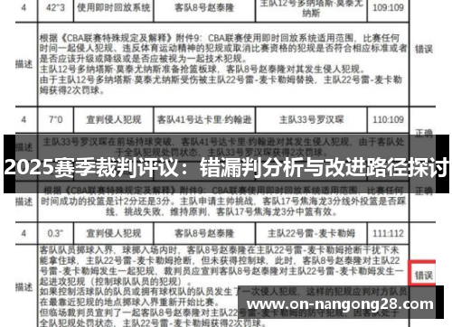 2025赛季裁判评议：错漏判分析与改进路径探讨